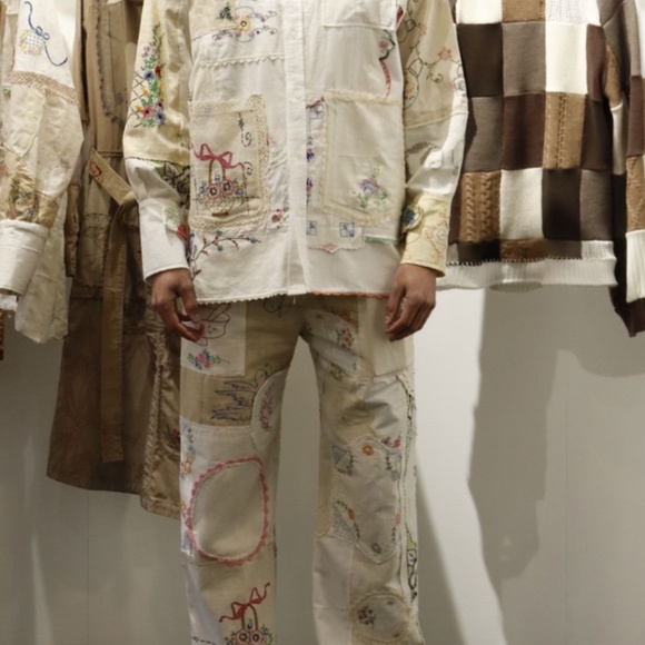 COPY - Antique Handkerchief Patchwork Elastic Drawcord Waist Pants Sample MEDIUM - Picture 2 of 5